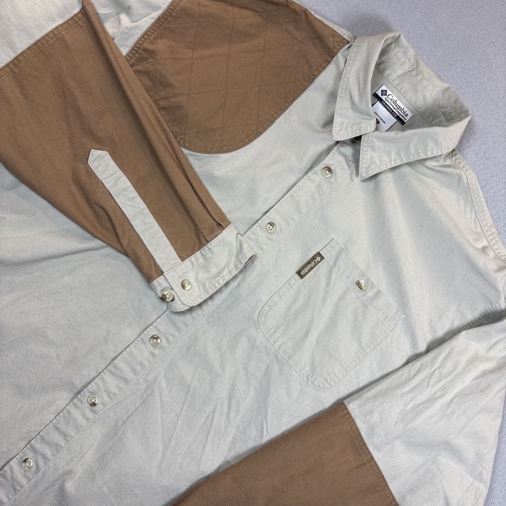 Columbia PHG Men's XXL Hunting Shooting Shirt Khaki Tan Long Sleeve Button Up